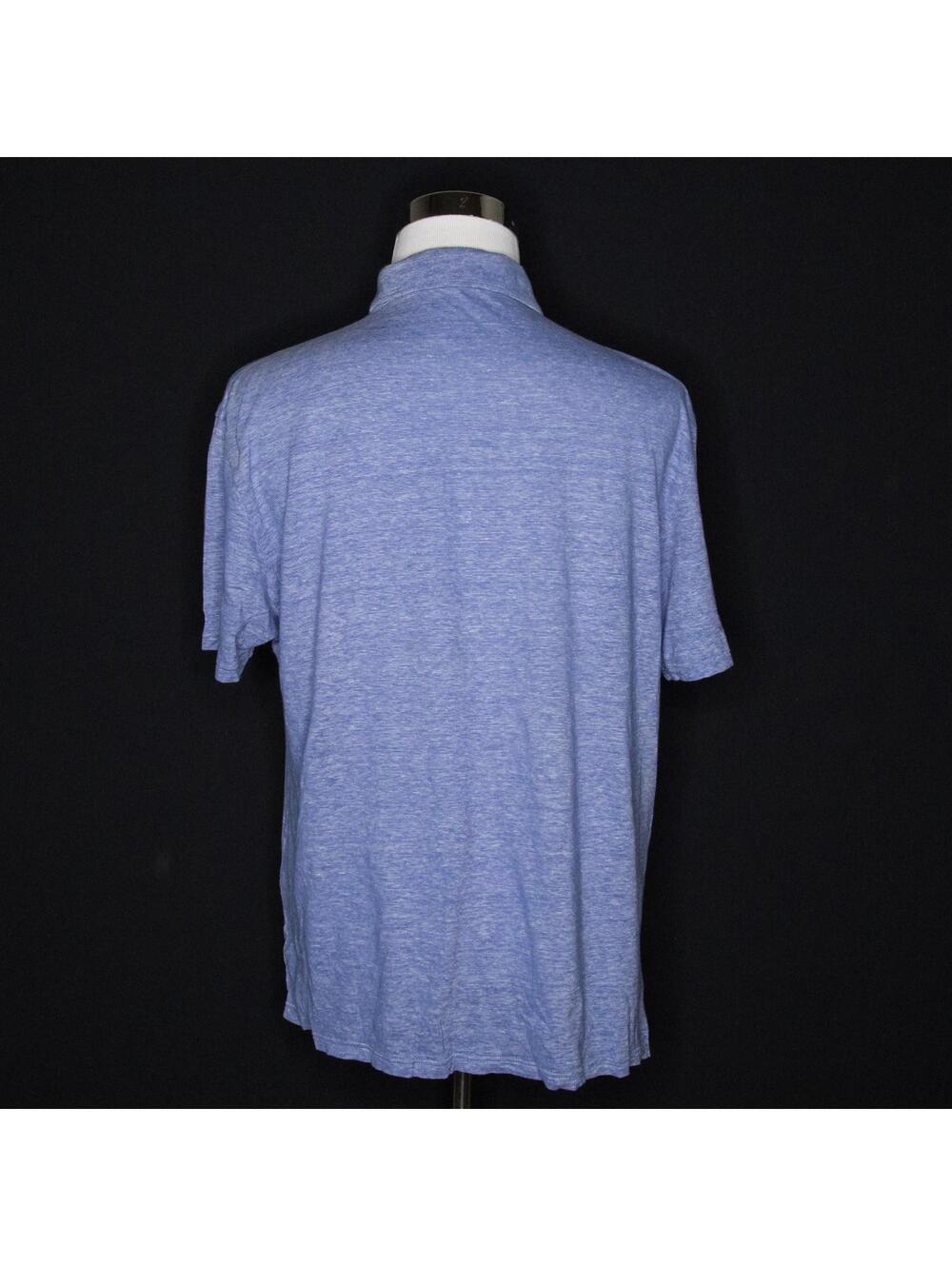 Men's ISAIA Napoli Blue Striped Linen Short Sleeve Polo Shirt Sz XXL / 2XL - Picture 3 of 6